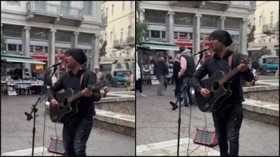 Μουσικός του δρόμου τραγούδησε σύνθημα του ΠΑΟΚ στο Μοναστηράκι και αποθεώθηκε