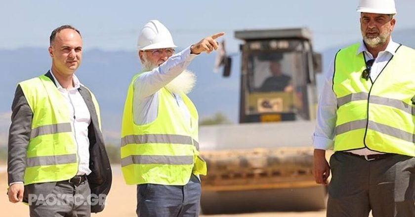 Αυτοψία Ιβάν Σαββίδη στο υπό κατασκευή αθλητικό κέντρο του ΠΑΟΚ στη Θέρμη